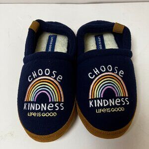 Life is good Slippers Kids NEW Embroidered Kindness Rainbow Comfy Fleece